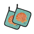 Shells Pot Holder Set of 2 Heat Resistant Quilted Hot Pads 7.5 x 7.5 Inch, Insulated Kitchen Trivets for Cooking & Baking