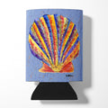 Scalloped Shell on Blue Can or Bottle Hugger Cooler Sleeve for Standard 12 oz Cans, Insulated Foam Beer & Soda Can Hugger Reusable