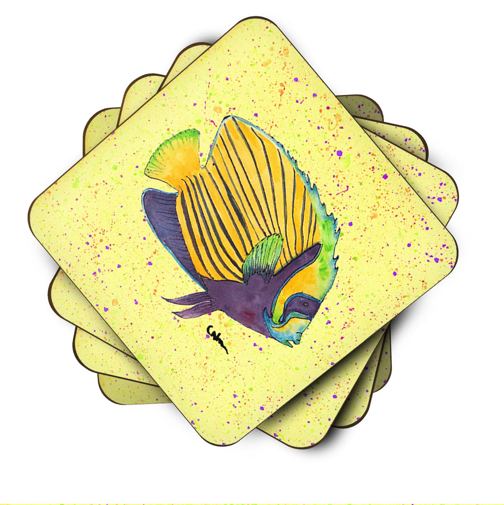 Yellow Fish on Yellow Foam Coasters Set of 4 Cup Coasters for Indoor Outdoor, Tabletop Protection, Anti Slip, Mouse pad Material