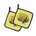 Yellow Fish on Yellow Pot Holder Set of 2 Heat Resistant Quilted Hot Pads 7.5 x 7.5 Inch, Insulated Kitchen Trivets for Cooking & Baking
