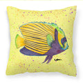Yellow Fish on Yellow Decorative Throw Pillow 14x14 Indoor Outdoor Accent Cushion, Fabric Cover with Insert for Sofa, Bed, Porch & Living Room