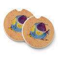 Tropical Fish Set of 2 Cup Holder Car Coasters Absorbent Round Sandstone Coasters Gifts for Men or Women, 2.5, Multicolor