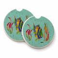 Tropical Fish Set of 2 Cup Holder Car Coasters Absorbent Round Sandstone Coasters Gifts for Men or Women, 2.5, Multicolor