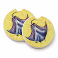Stingray on Yellow Set of 2 Cup Holder Car Coasters Absorbent Round Sandstone Coasters Gifts for Men or Women, 2.5, Multicolor