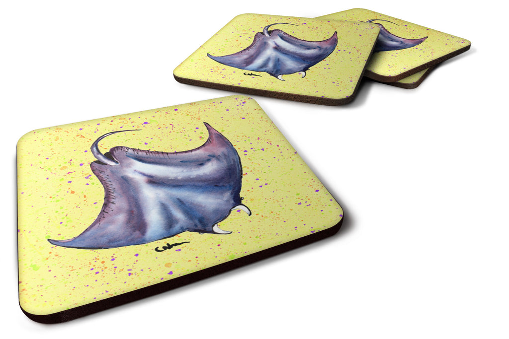 Stingray on Yellow Foam Coasters Set of 4 Cup Coasters for Indoor Outdoor, Tabletop Protection, Anti Slip, Mouse pad Material