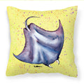 Stingray on Yellow Decorative Throw Pillow 14x14 Indoor Outdoor Accent Cushion, Fabric Cover with Insert for Sofa, Bed, Porch & Living Room