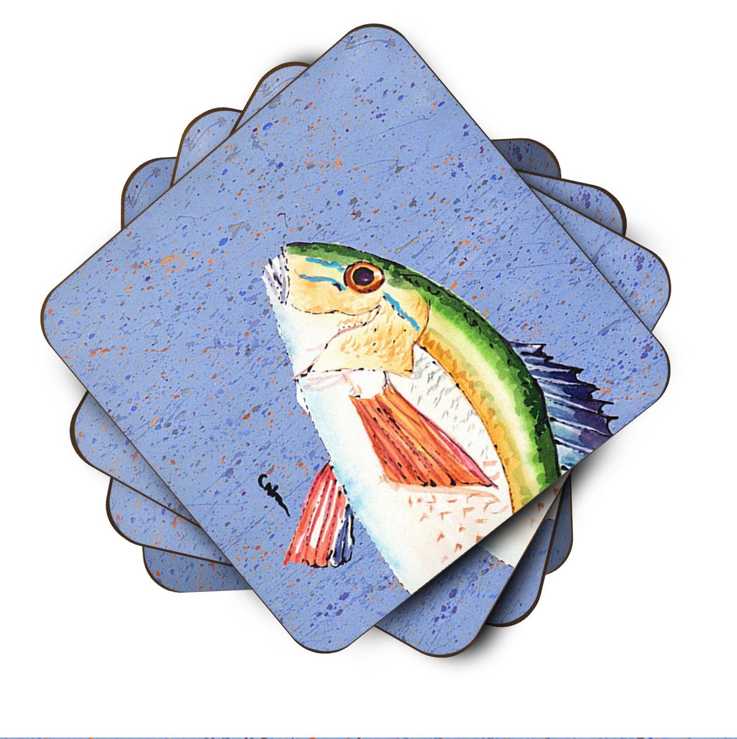 Rainbow Trout on Blue Foam Coasters Set of 4 Cup Coasters for Indoor Outdoor, Tabletop Protection, Anti Slip, Mouse pad Material