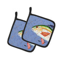 Rainbow Trout on Blue Pot Holder Set of 2 Heat Resistant Quilted Hot Pads 7.5 x 7.5 Inch, Insulated Kitchen Trivets for Cooking & Baking