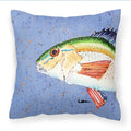 Rainbow Trout on Blue Decorative Throw Pillow 14x14 Indoor Outdoor Accent Cushion, Fabric Cover with Insert for Sofa, Bed, Porch & Living Room