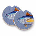 Tuna Fish Set of 2 Cup Holder Car Coasters Absorbent Round Sandstone Coasters Gifts for Men or Women, 2.5, Multicolor