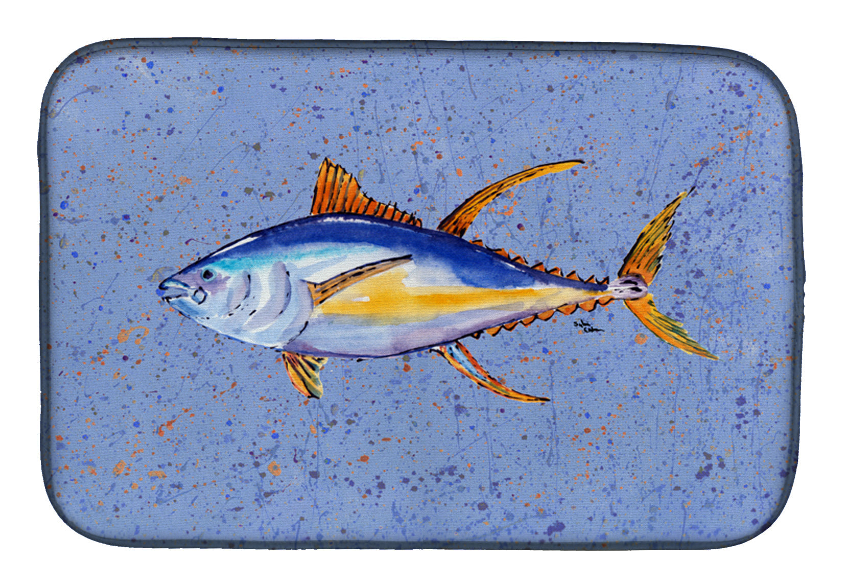 Tuna Fish Dish Drying Mat Absorbent Dish Drying Mat Pad for Kitchen Counter Dish Drainer Mat for Countertop, 14 x 21", Multicolor