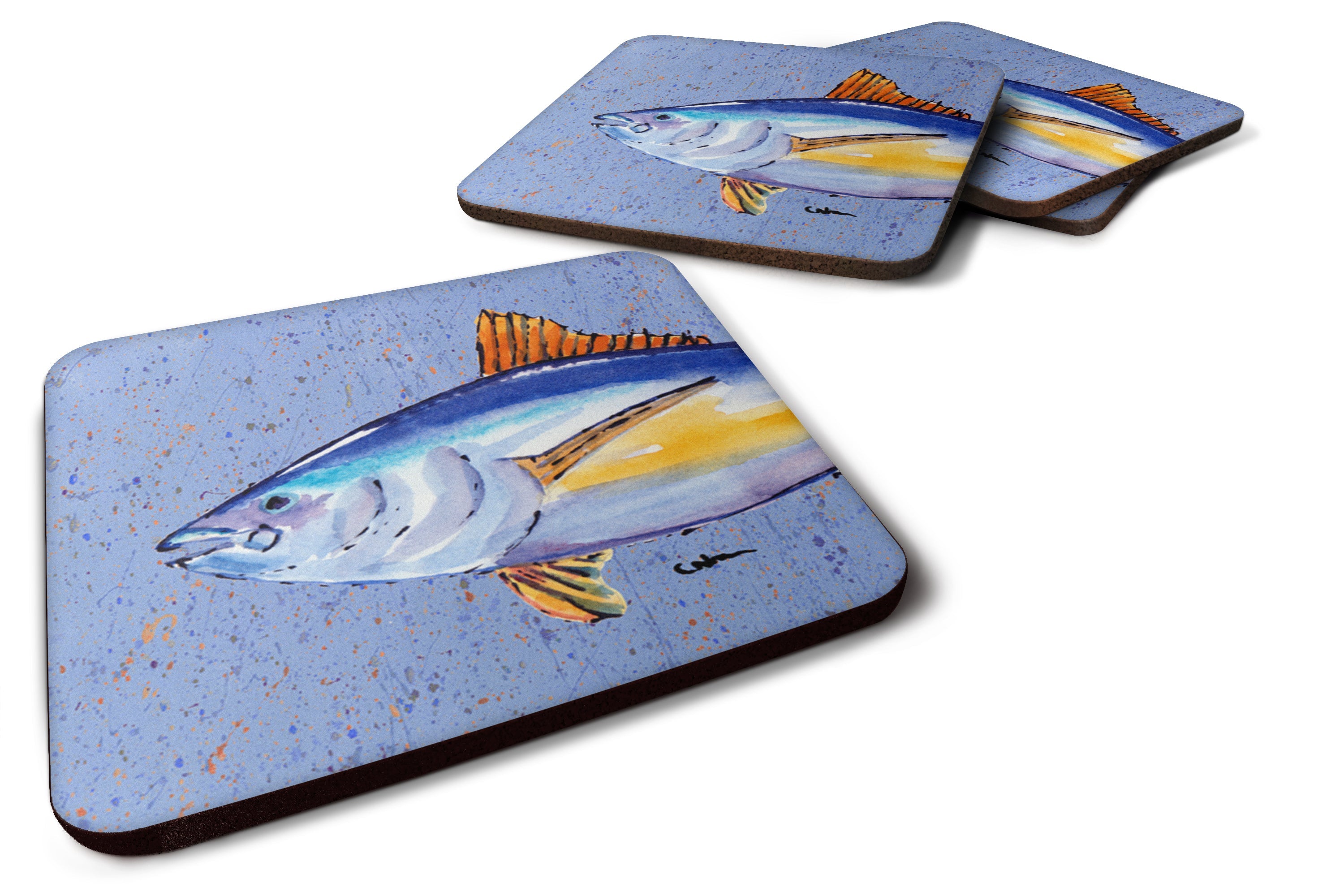 Tuna Fish Foam Coasters Set of 4 Cup Coasters for Indoor Outdoor, Tabletop Protection, Anti Slip, Mouse pad Material