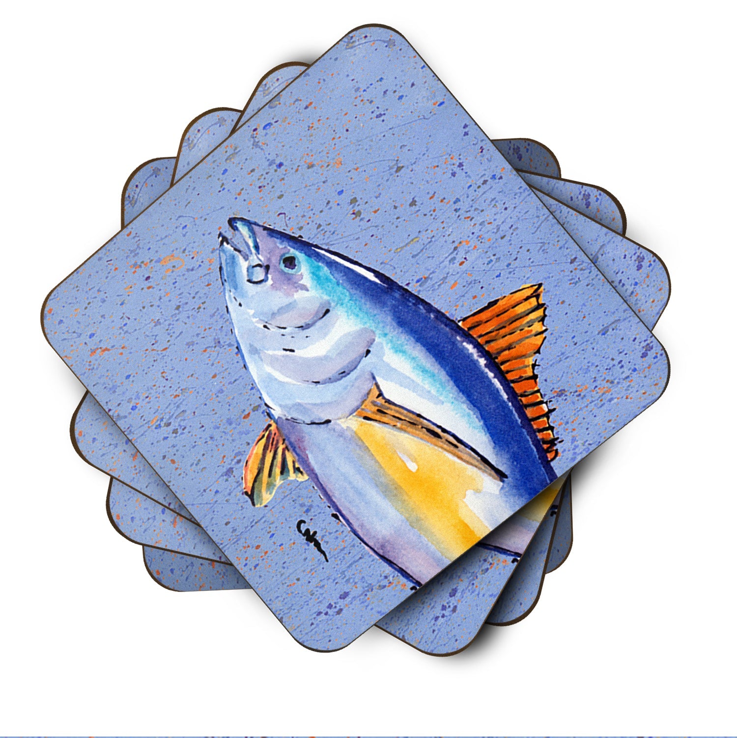 Tuna Fish Foam Coasters Set of 4 Cup Coasters for Indoor Outdoor, Tabletop Protection, Anti Slip, Mouse pad Material
