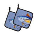 Tuna Fish Pot Holder Set of 2 Heat Resistant Quilted Hot Pads 7.5 x 7.5 Inch, Insulated Kitchen Trivets for Cooking & Baking