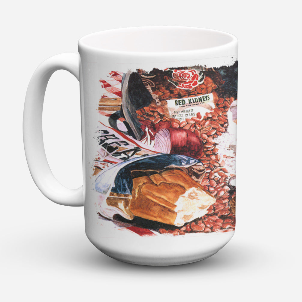 Red Beans and Rice Ceramic Coffee Mug 15 oz Decorative Large C Handle Mug Cup for Tea, Cocoa Hot Chocolate