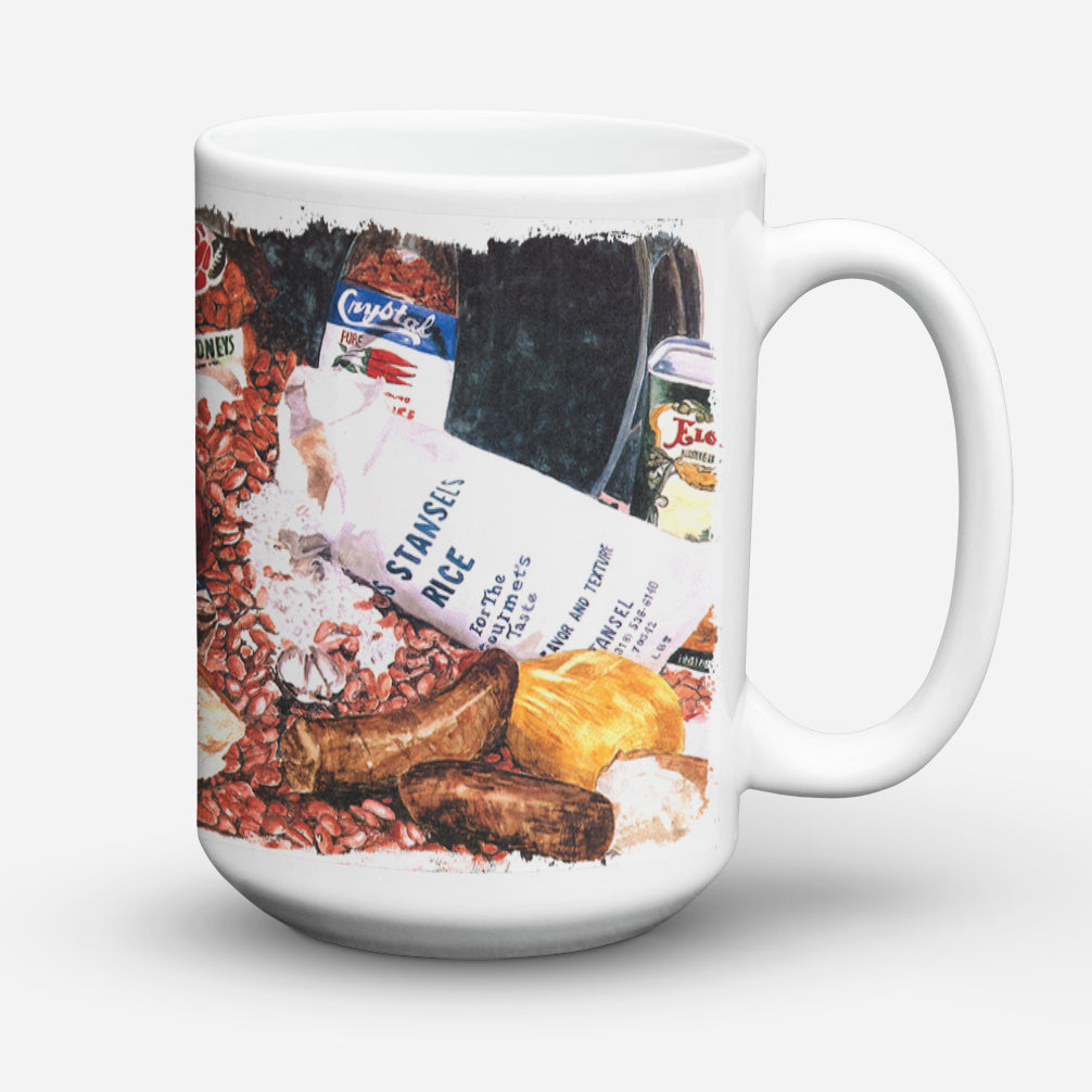 Red Beans and Rice Ceramic Coffee Mug 15 oz Decorative Large C Handle Mug Cup for Tea, Cocoa Hot Chocolate