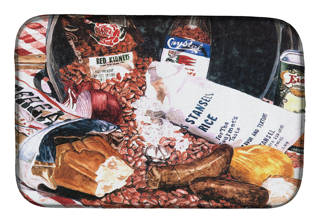 Red Beans and Rice Dish Drying Mat Absorbent Dish Drying Mat Pad for Kitchen Counter Dish Drainer Mat for Countertop, 14 x 21", Multicolor