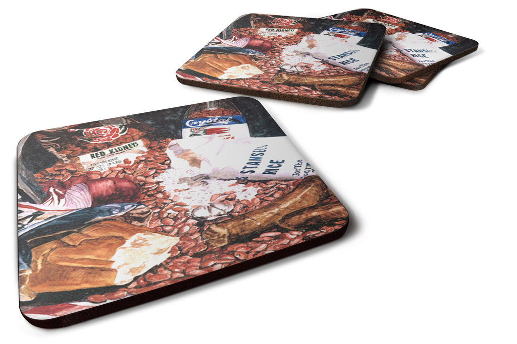 Red Beans and Rice Foam Coasters Set of 4 Cup Coasters for Indoor Outdoor, Tabletop Protection, Anti Slip, Mouse pad Material