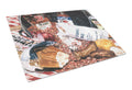 Red Beans and Rice Cutting Board Tempered Glass Kitchen Cutting Surface, Heat Resistant Chopping, Non-Slip Feet, Food Prep & Serving