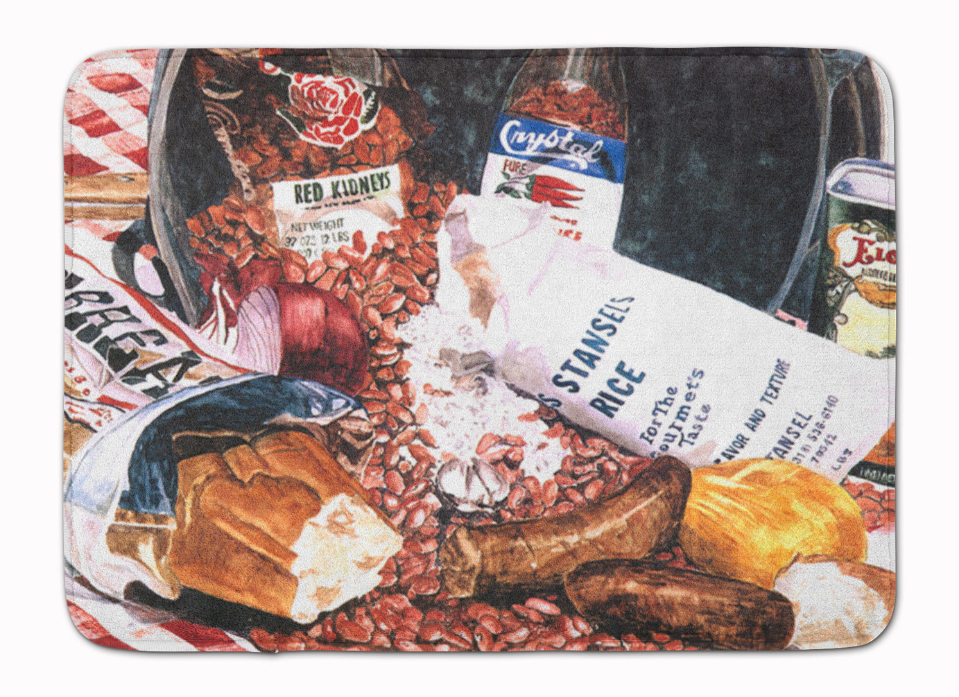 Red Beans and Rice Memory Foam Kitchen Mat Machine Washable Anti-Fatigue Cushion Comfort Bath or Kitchen Rug