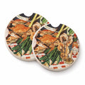 Crab Boil Set of 2 Cup Holder Car Coasters Absorbent Round Sandstone Coasters Gifts for Men or Women, 2.5, Multicolor