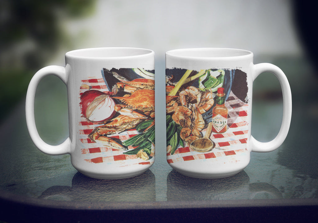 Crab Boil Ceramic Coffee Mug 15 oz Decorative Large C Handle Mug Cup for Tea, Cocoa Hot Chocolate