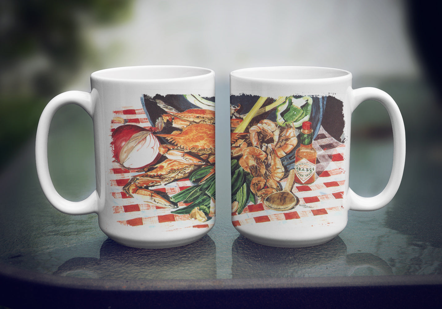 Crab Boil Ceramic Coffee Mug 15 oz Decorative Large C Handle Mug Cup for Tea, Cocoa Hot Chocolate