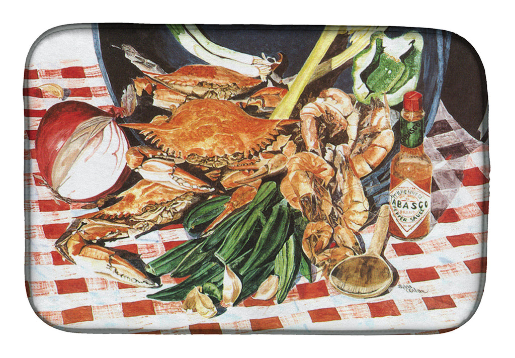 Crab Boil Dish Drying Mat Absorbent Dish Drying Mat Pad for Kitchen Counter Dish Drainer Mat for Countertop, 14 x 21", Multicolor