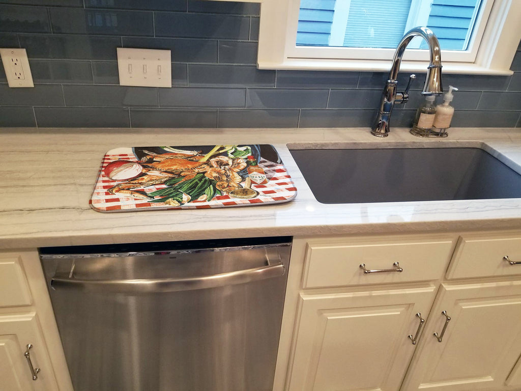 Crab Boil Dish Drying Mat Absorbent Dish Drying Mat Pad for Kitchen Counter Dish Drainer Mat for Countertop, 14 x 21", Multicolor