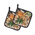 Crab Boil Pot Holder Set of 2 Heat Resistant Quilted Hot Pads 7.5 x 7.5 Inch, Insulated Kitchen Trivets for Cooking & Baking