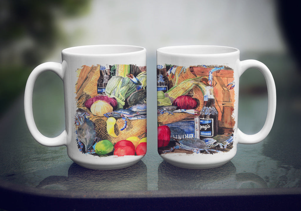 Barq's and Crabs Ceramic Coffee Mug 15 oz Decorative Large C Handle Mug Cup for Tea, Cocoa Hot Chocolate