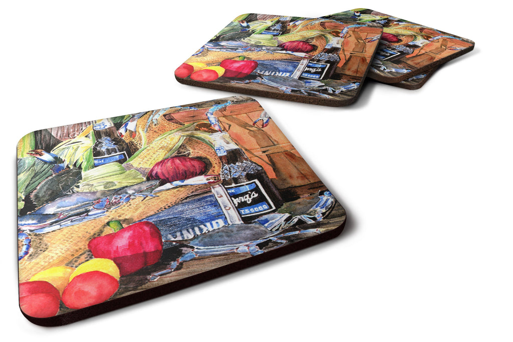 Barq's and Crabs Foam Coasters Set of 4 Cup Coasters for Indoor Outdoor, Tabletop Protection, Anti Slip, Mouse pad Material