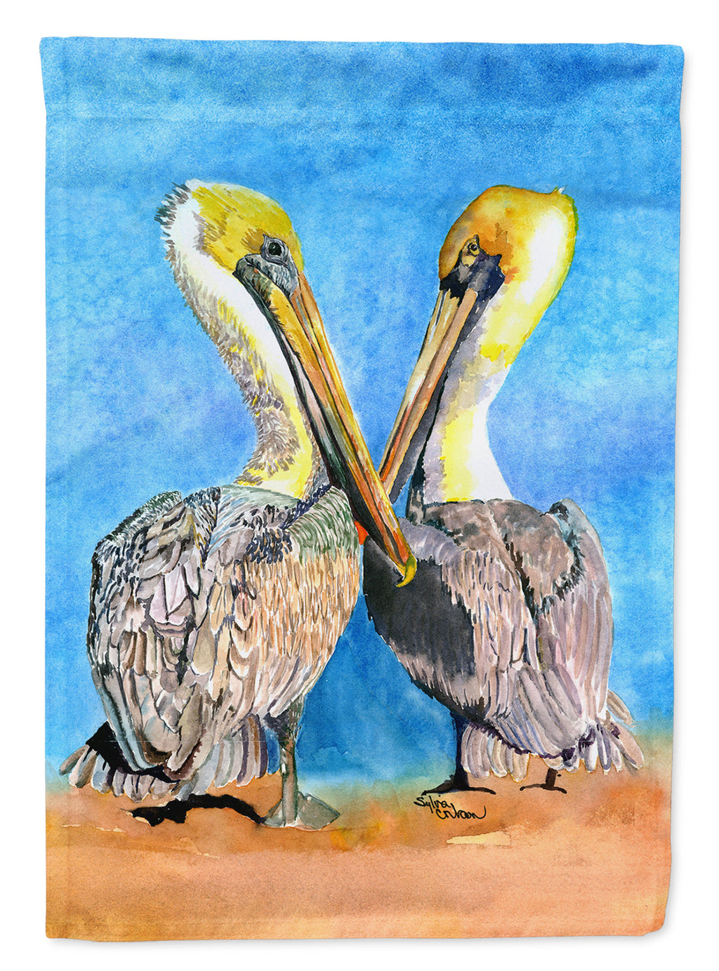 Pelican House Flag 28x40 Porch Sleeve Pole Decorative Outside Yard Banner Artwork Wall Hanging, Polyester