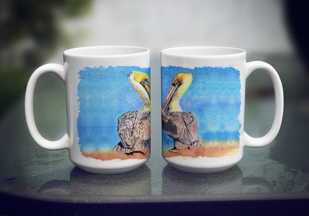 Pelican Ceramic Coffee Mug 15 oz Decorative Large C Handle Mug Cup for Tea, Cocoa Hot Chocolate