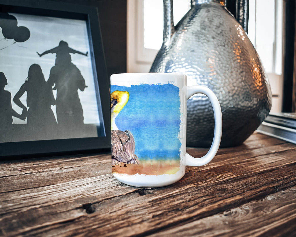 Pelican Ceramic Coffee Mug 15 oz Decorative Large C Handle Mug Cup for Tea, Cocoa Hot Chocolate