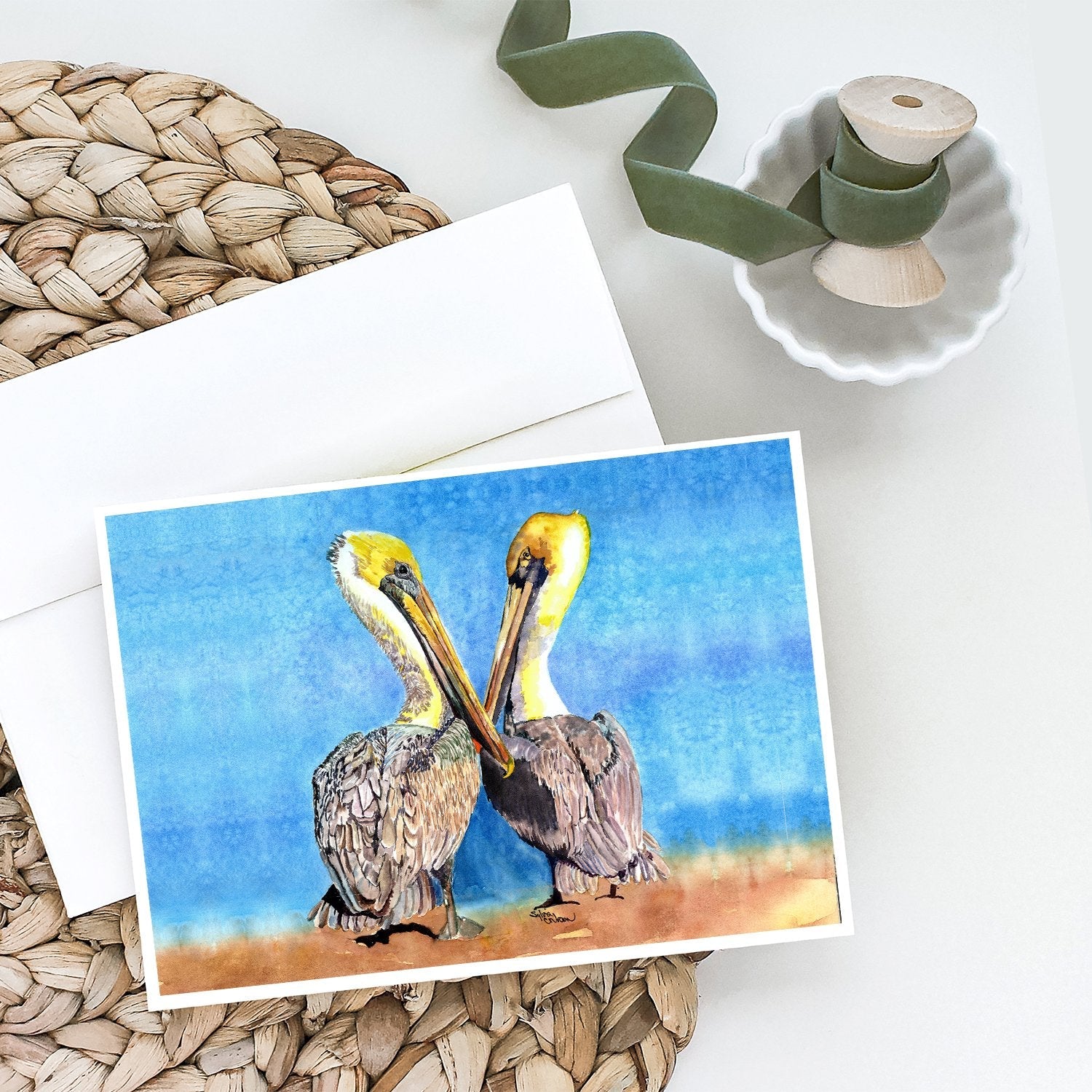 Pelican Greeting Cards Pack of 8 Blank Cards with Envelopes Whimsical A7 Size 5x7