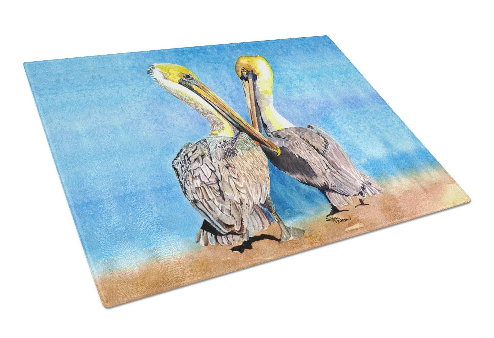 Pelican Cutting Board Tempered Glass Kitchen Cutting Surface, Heat Resistant Chopping, Non-Slip Feet, Food Prep & Serving