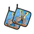 Pelican Pot Holder Set of 2 Heat Resistant Quilted Hot Pads 7.5 x 7.5 Inch, Insulated Kitchen Trivets for Cooking & Baking