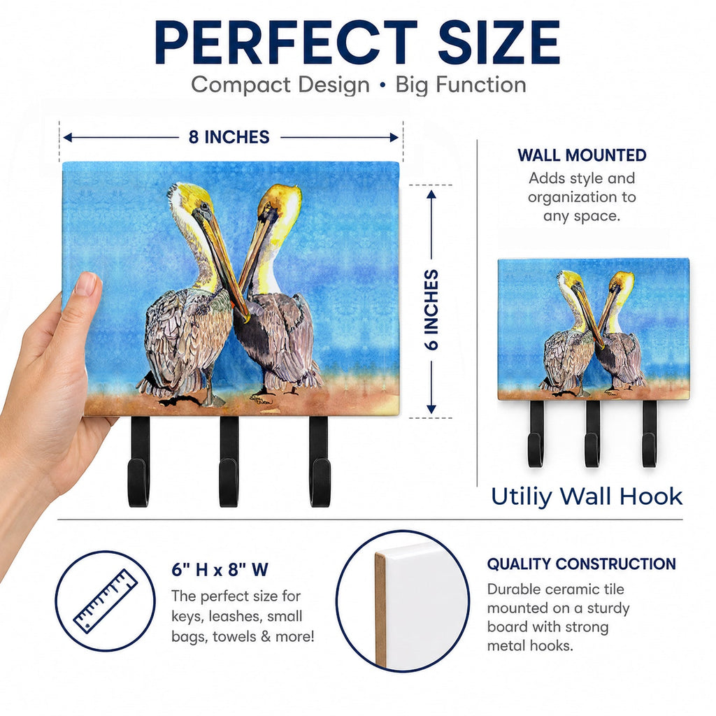 Pelican Leash or Key Holder Wall Hooks, Coat Rack Wall Mount, for Hanging Keys, Towels, Aprons, Leashes