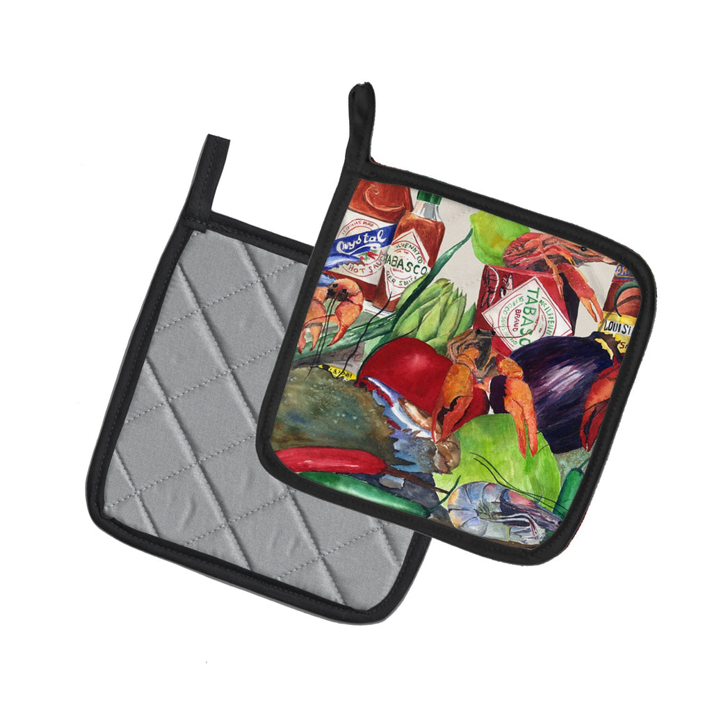 Louisiana Spices Pot Holder Set of 2 Heat Resistant Quilted Hot Pads 7.5 x 7.5 Inch, Insulated Kitchen Trivets for Cooking & Baking