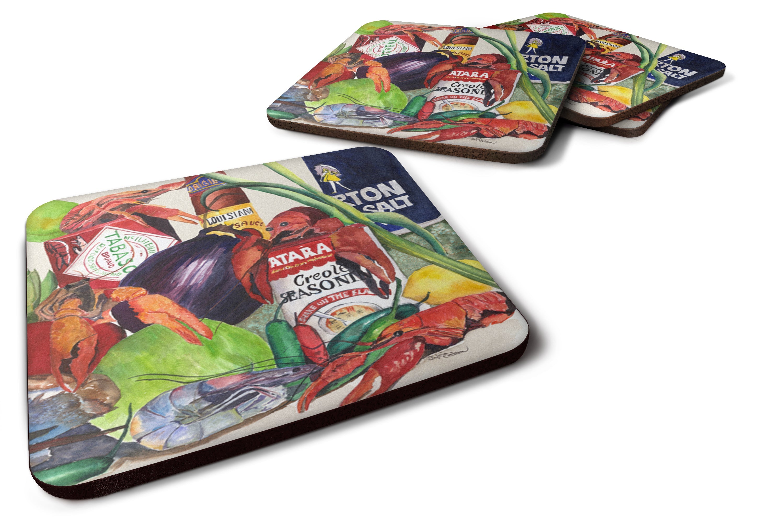 Louisiana Spices Foam Coasters Set of 4 Cup Coasters for Indoor Outdoor, Tabletop Protection, Anti Slip, Mouse pad Material