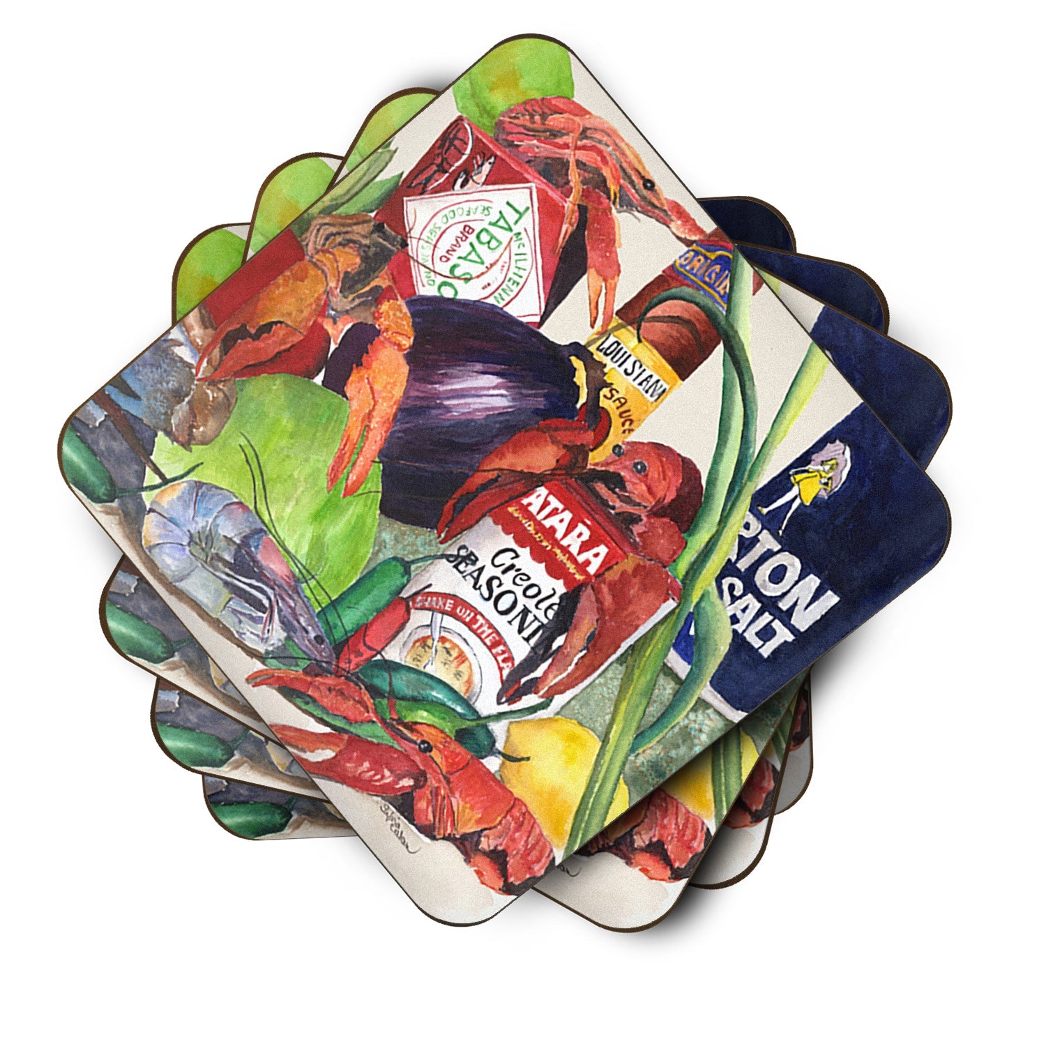 Louisiana Spices Foam Coasters Set of 4 Cup Coasters for Indoor Outdoor, Tabletop Protection, Anti Slip, Mouse pad Material
