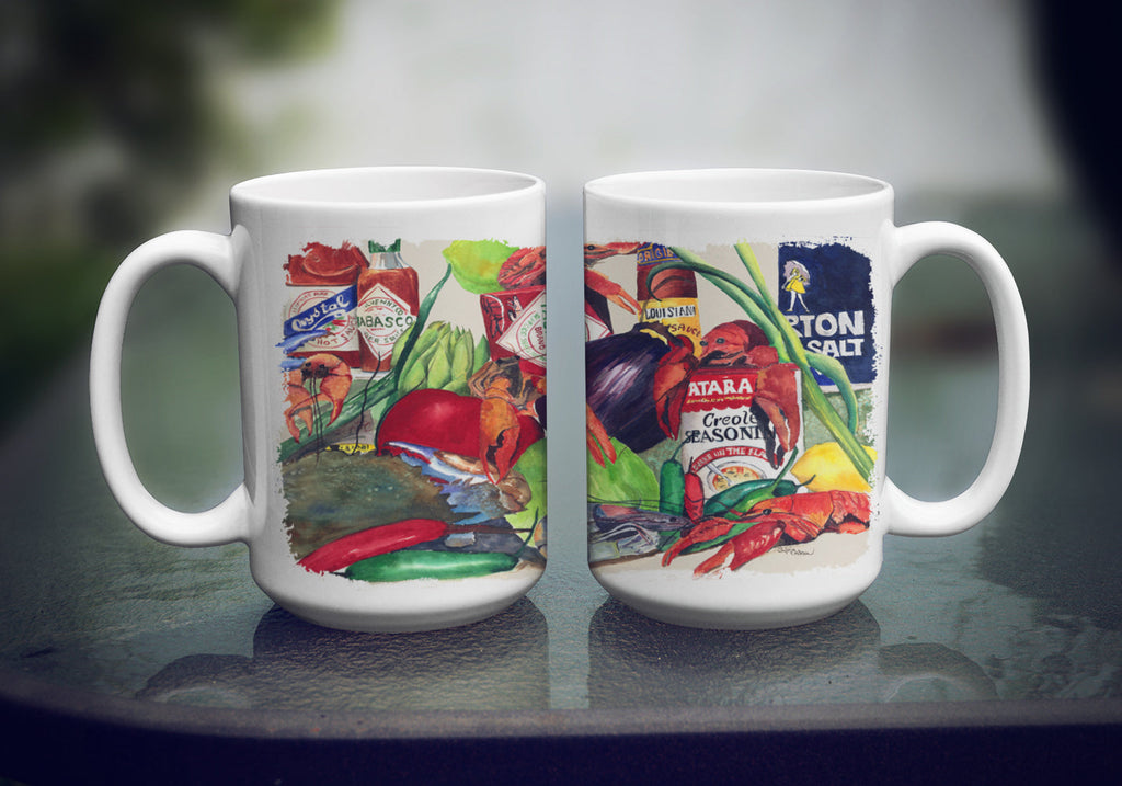 Louisana Spices Ceramic Coffee Mug 15 oz Decorative Large C Handle Mug Cup for Tea, Cocoa Hot Chocolate
