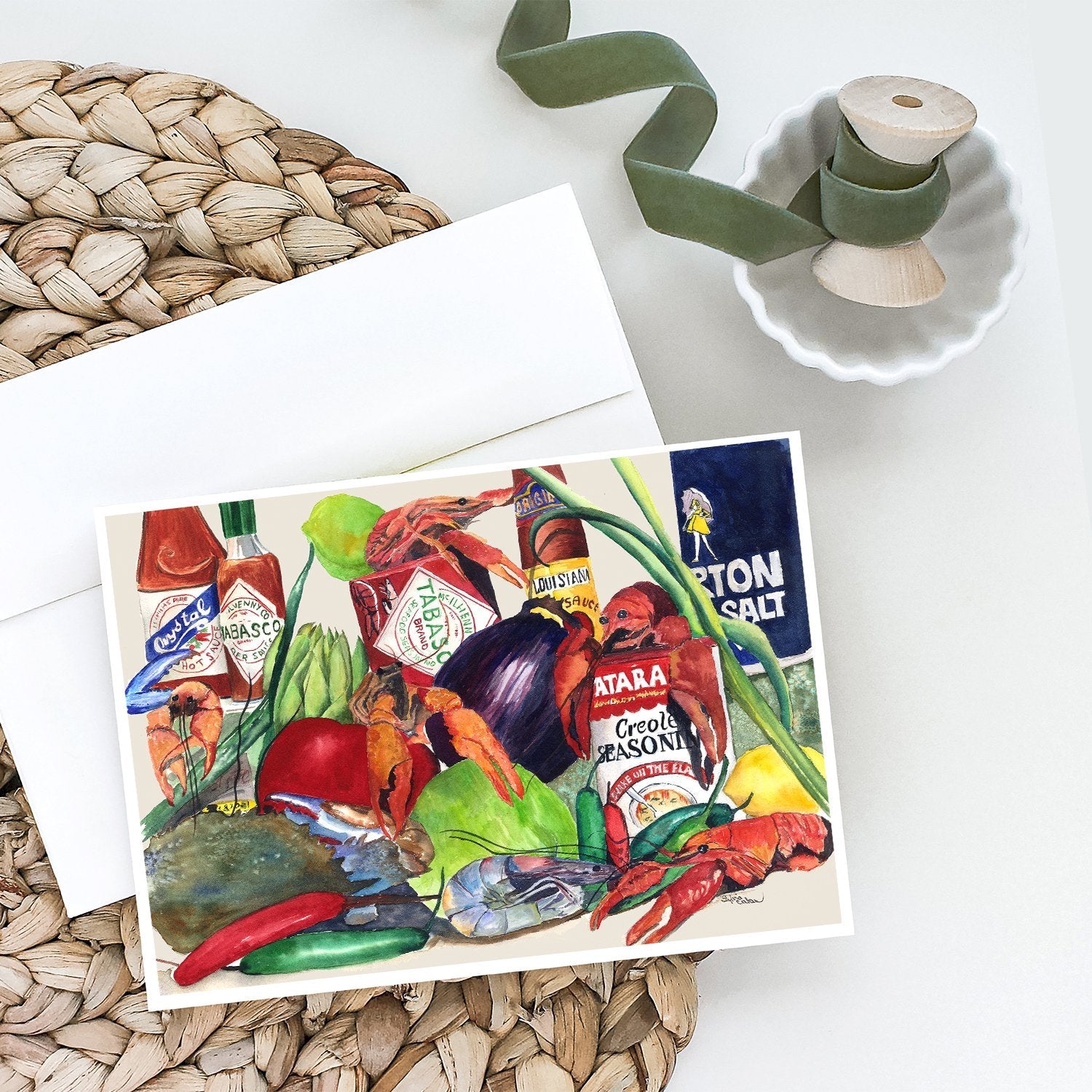 Louisana Spices Greeting Cards Pack of 8 Blank Cards with Envelopes Whimsical A7 Size 5x7
