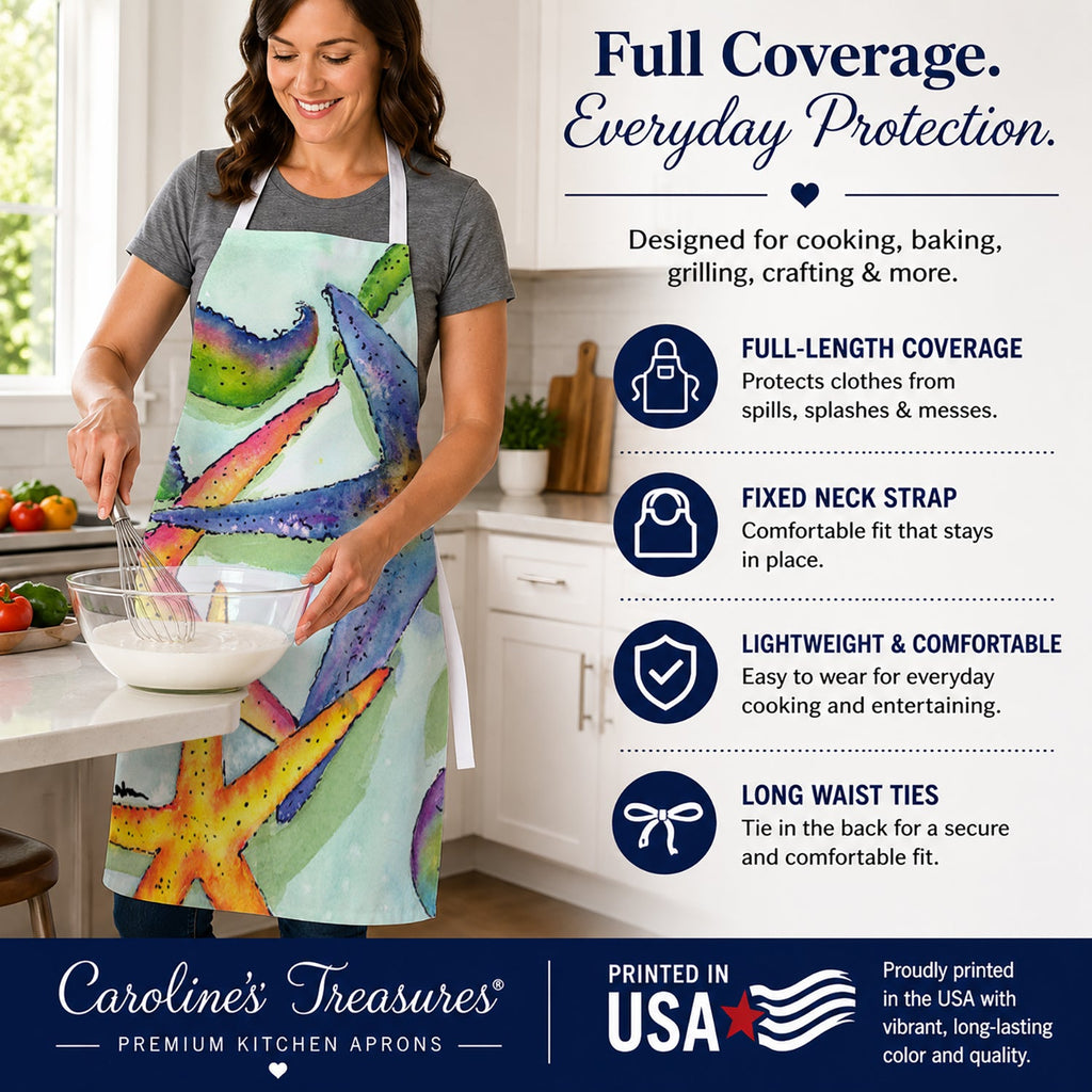 Starfish Apron Cooking Kitchen Server Baking Crafts Gardening for Adult Women Men, Unisex, Large, Multicolor