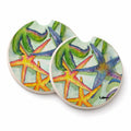 Starfish Set of 2 Cup Holder Car Coasters Absorbent Round Sandstone Coasters Gifts for Men or Women, 2.5, Multicolor