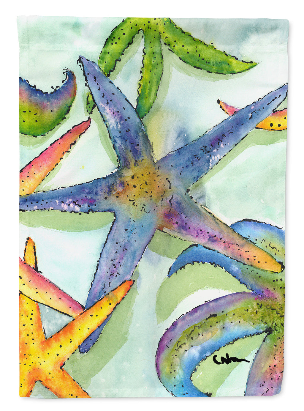 Starfish House Flag 28x40 Porch Sleeve Pole Decorative Outside Yard Banner Artwork Wall Hanging, Polyester