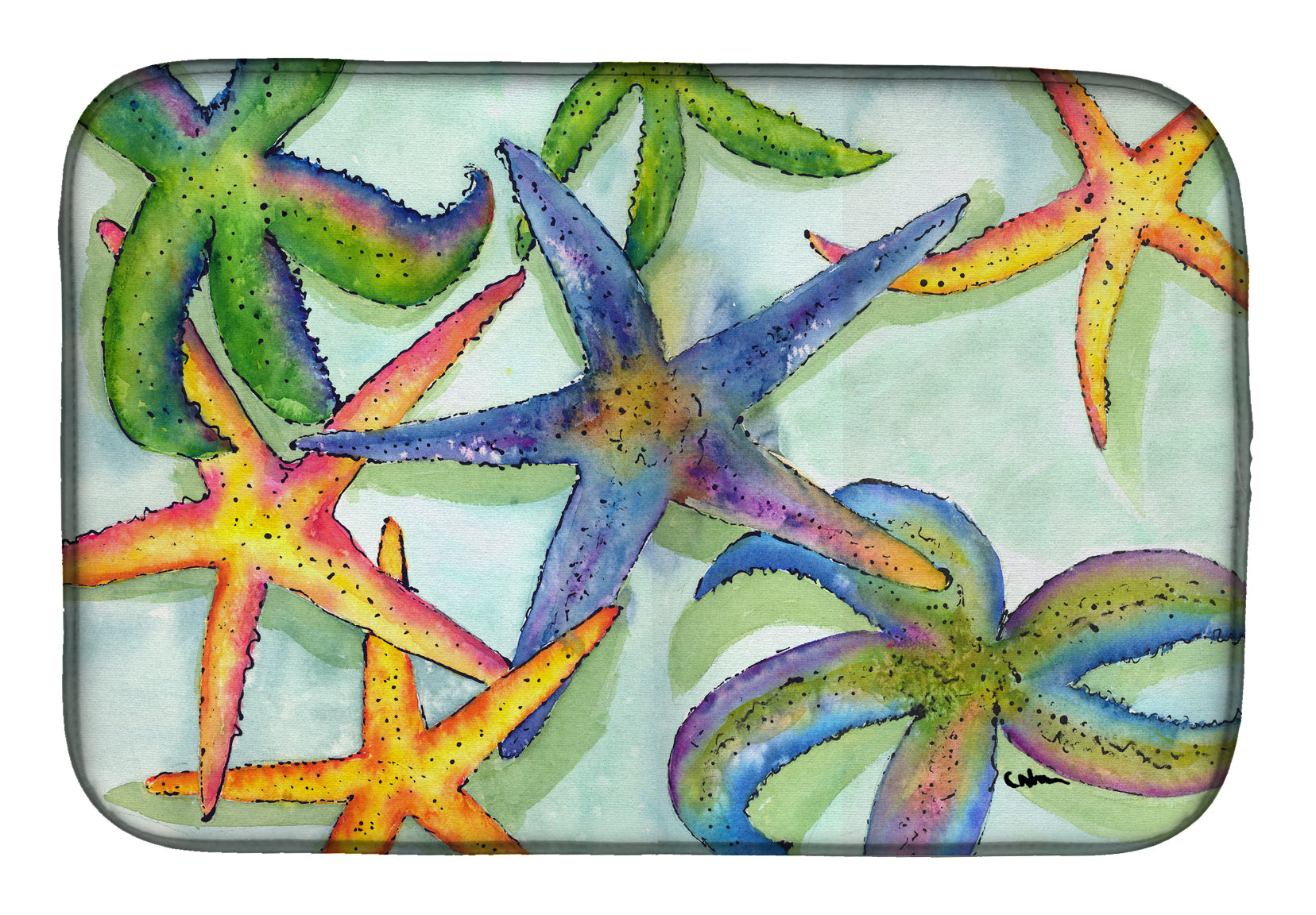 Starfish Dish Drying Mat Absorbent Dish Drying Mat Pad for Kitchen Counter Dish Drainer Mat for Countertop, 14 x 21", Multicolor