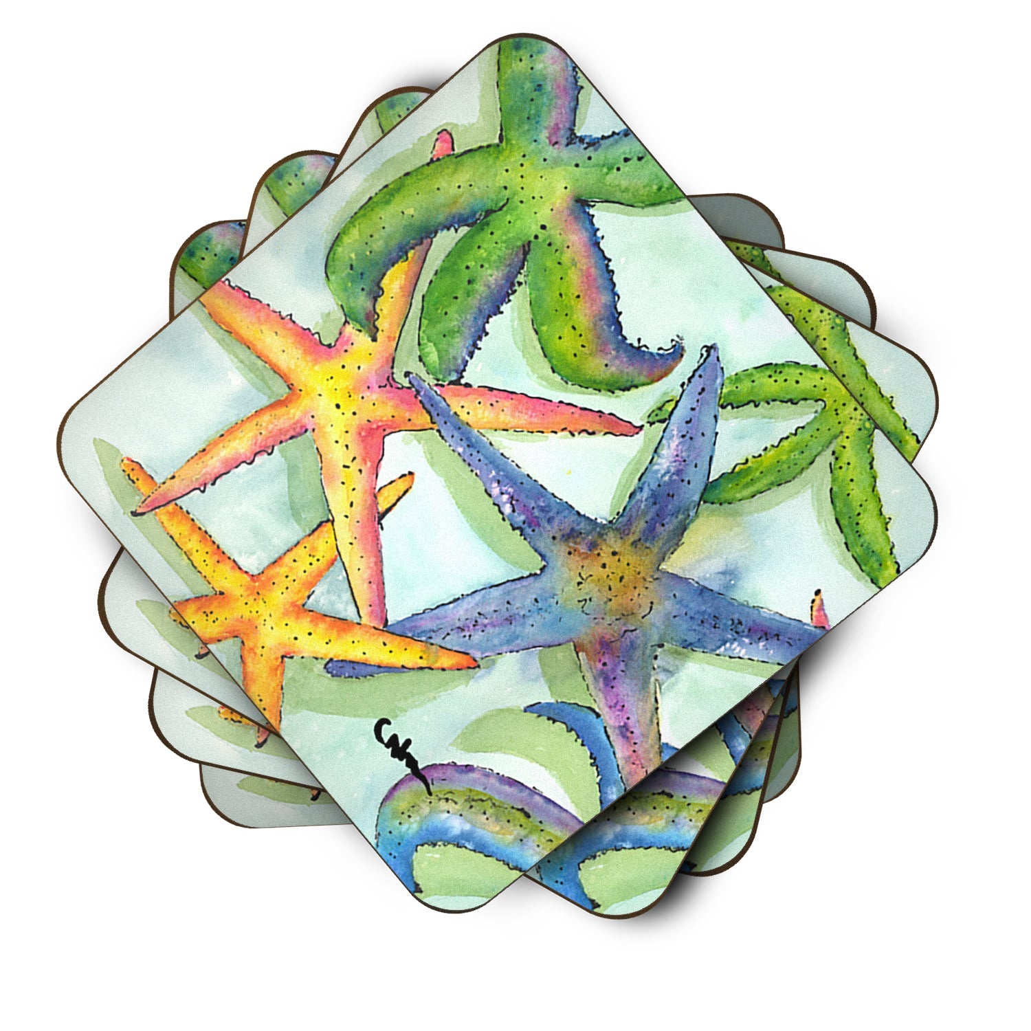 Starfish Foam Coasters Set of 4 Cup Coasters for Indoor Outdoor, Tabletop Protection, Anti Slip, Mouse pad Material