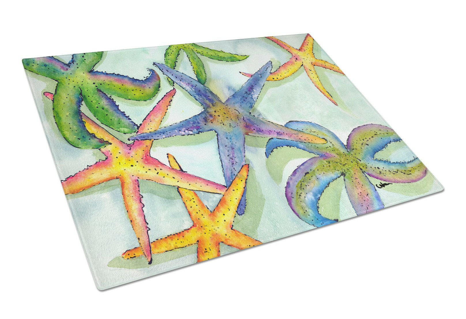 Starfish Cutting Board Tempered Glass Kitchen Cutting Surface, Heat Resistant Chopping, Non-Slip Feet, Food Prep & Serving